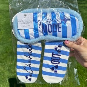 Travel Satin Sleep Eye Mask Gift Set with matching ankle socks for the airplane